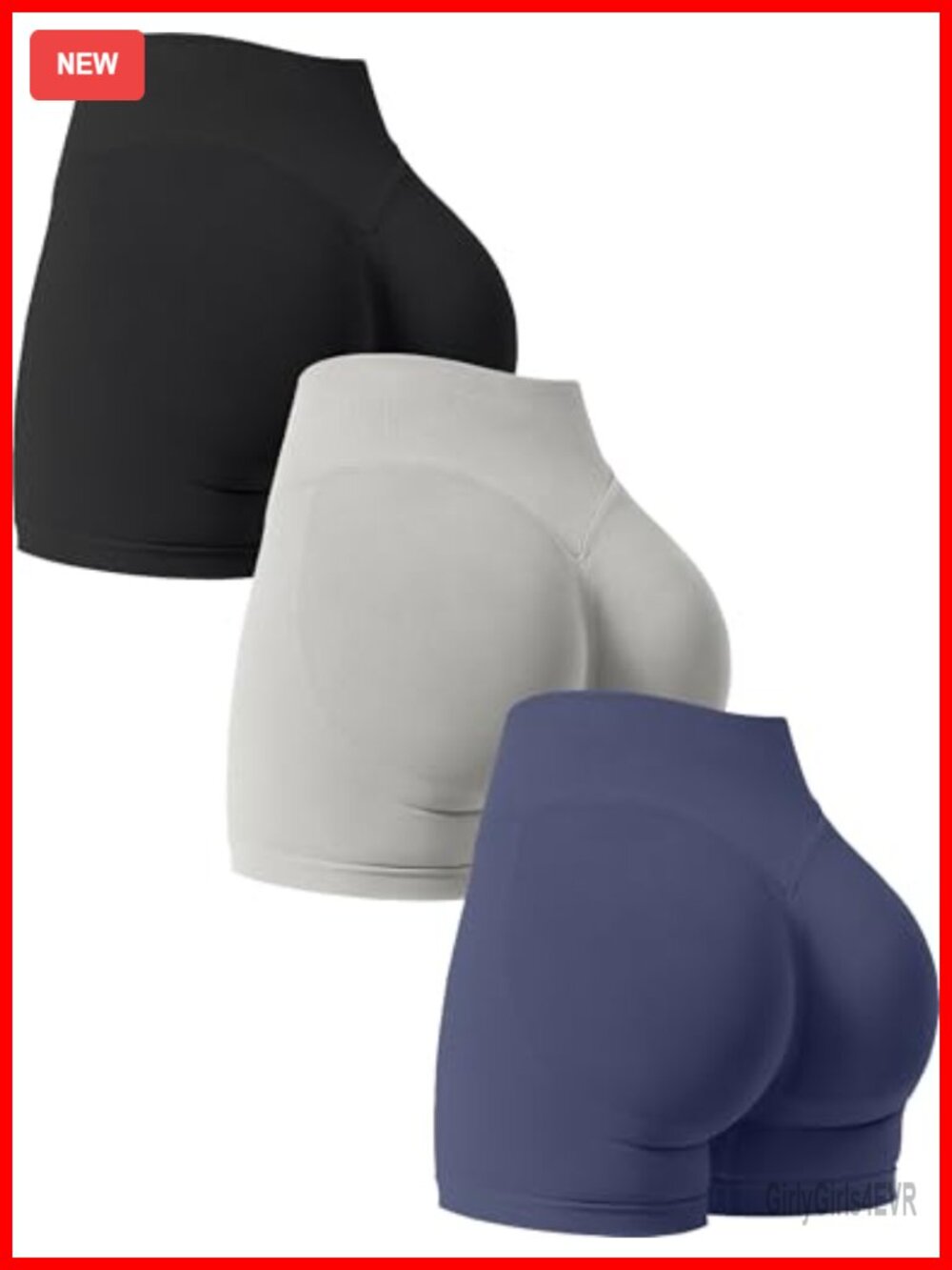 Seamless High Waisted Scrunch Butt Gym Shorts 3 Pack
